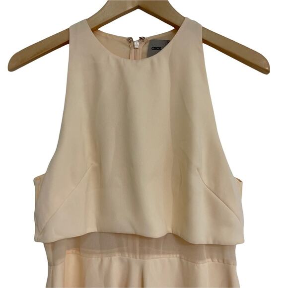 ASOS Sheer & Solid Skater Dress Bridal Wedding Cocktail Cream Feminine Mesh SZ 8 - Picture 4 of 13